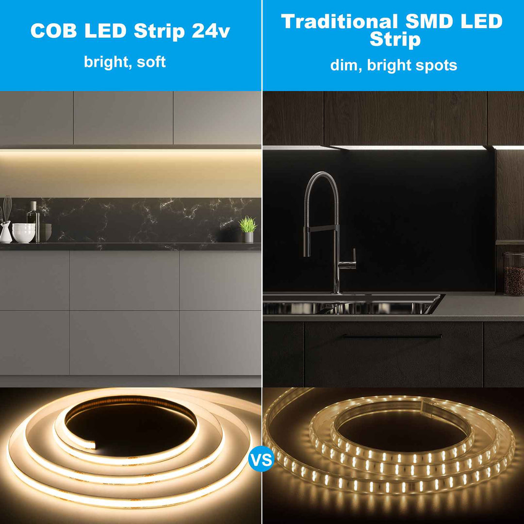 24V COB LED Strip Light 20ft (Warm White 3000K)