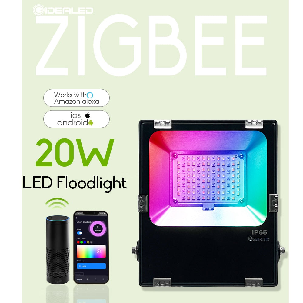 ZigBee RGBCCT Outdoor FloodLight 20/30W Supports App/RF Remote/Alexa Echo Plus