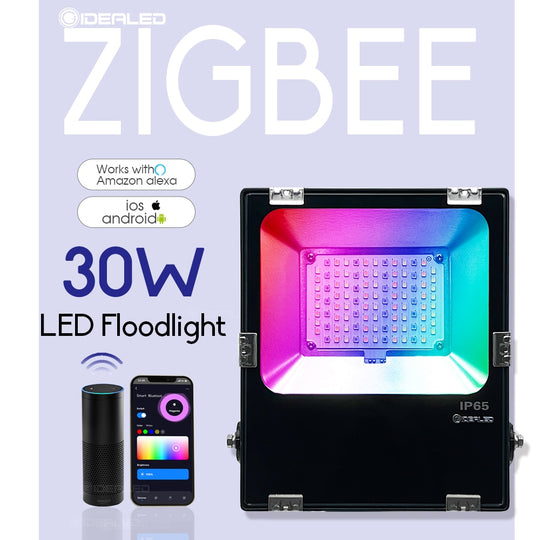 ZigBee RGBCCT Outdoor FloodLight 20/30W Supports App/RF Remote/Alexa Echo Plus