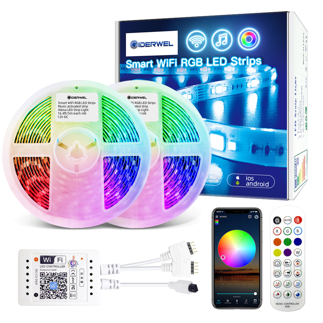 Smart WiFi RGB LED Strip 32.8ft Kit