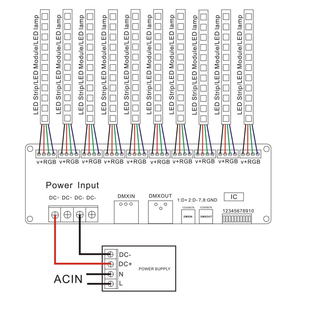 30 Channel DMX Decoder PCBA for RGB LED Strips