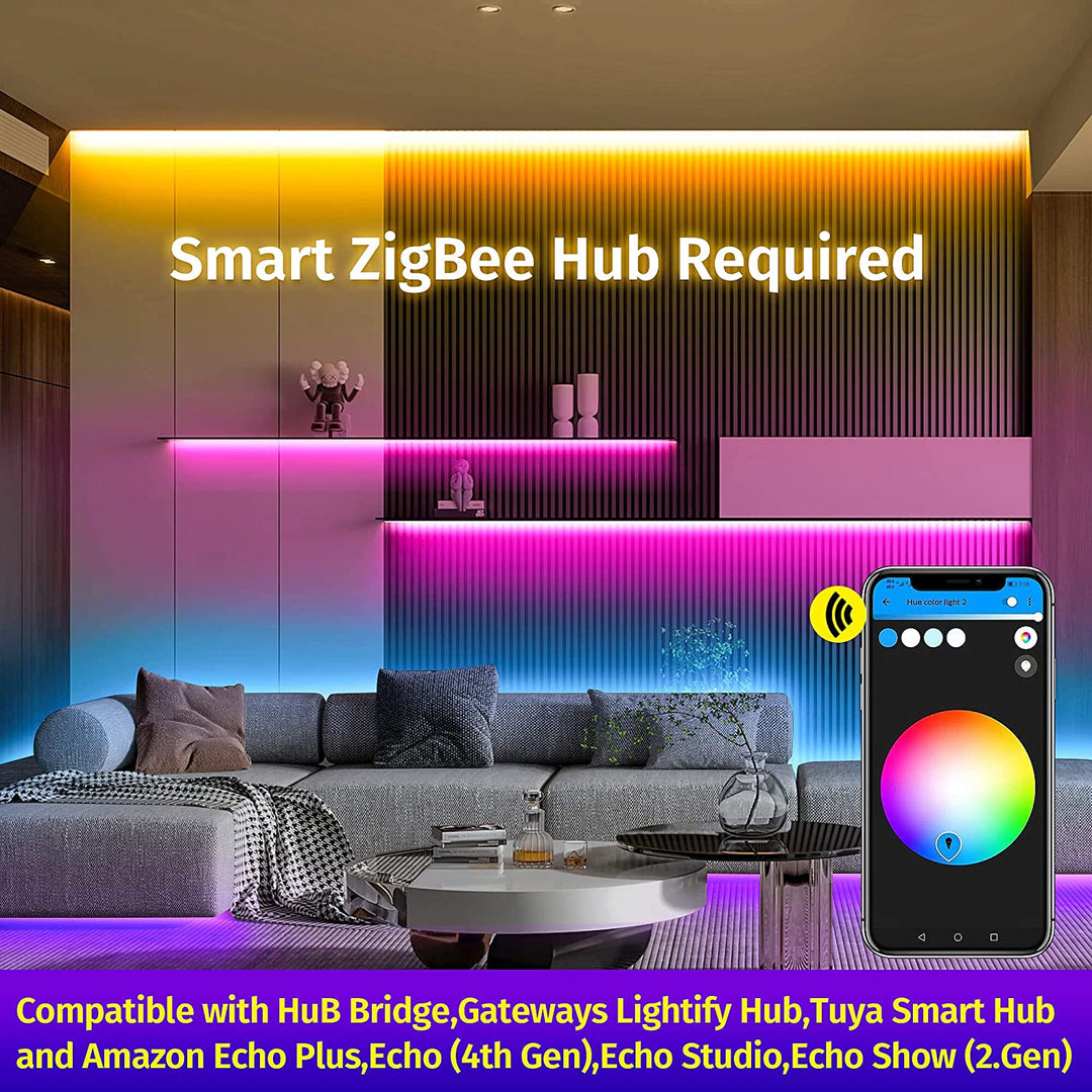 GIDERWEL ZigBee 3.0 RGBW LED Strip 32.8ft Kit work with HUE Bridge / Smartthings
