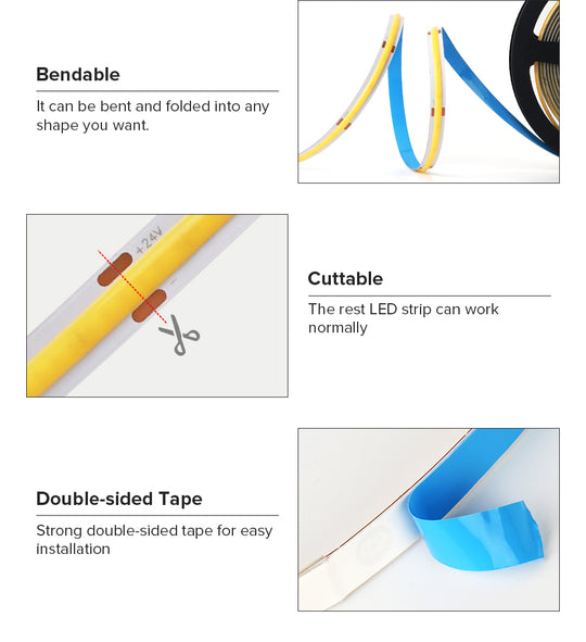 COB LED Stirp Lights Warm/Cold/Natural White Lighting Atmosphere Lamp