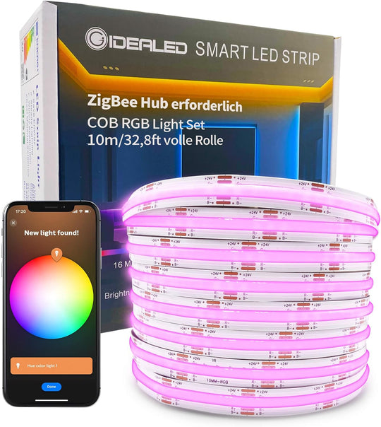 ZigBee 32.8ft 10M Smart RGB COB LED Strip Light 24V Kit, Require ZigBee 3.0 Hub Bridge,Support Hub APP/Alexa Echo Plus Voice Control