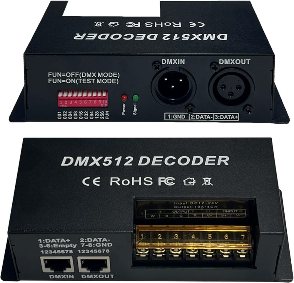 4 Channel DMX Decoder RGBW PWM DMX512 Dimmer Driver RGBW LED Strip Light Input 12V-24V DCDMX Controller
