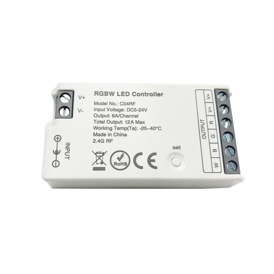 RGBW LED Controller with 4 Zones RF 2.4GHz Wireless Remote Control