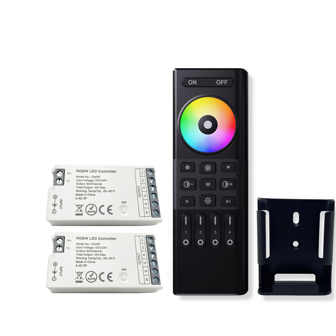 RGBW LED Controller with 4 Zones RF 2.4GHz Wireless Remote Control