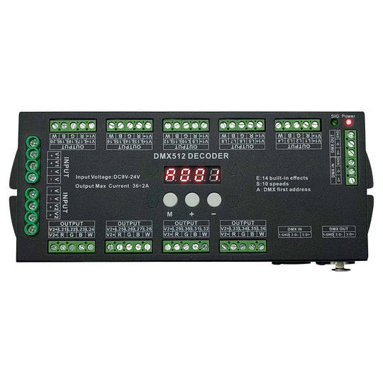 36 CH DMX Decoder with Digital display for RGB/RGBW LED strips