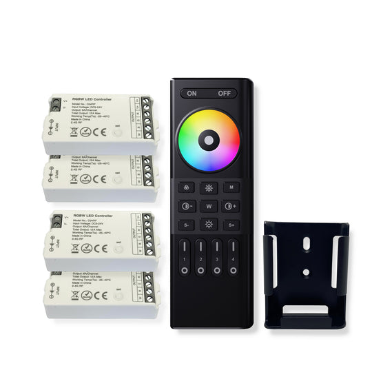 RGBW LED Controller with 4 Zones RF 2.4GHz Wireless Remote Control