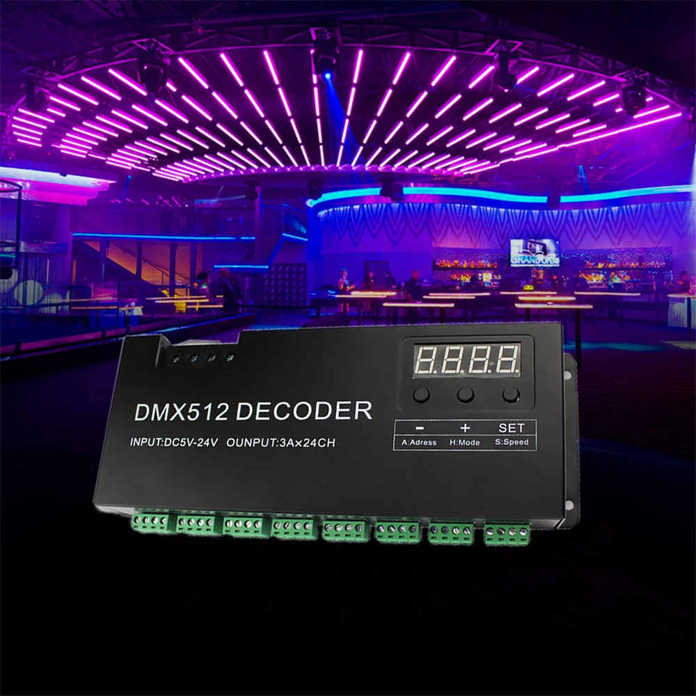 24 channel RGB/RGBW DMX 512 Decoder With Digital Display 72A Dimmer PWM Driver RGB Strip Controller DMX With RJ45 Input DC5V-24V