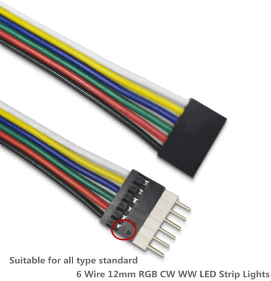 3.3ft/1m Extension Cable for 6 Pin LED Strips (2 Pack)