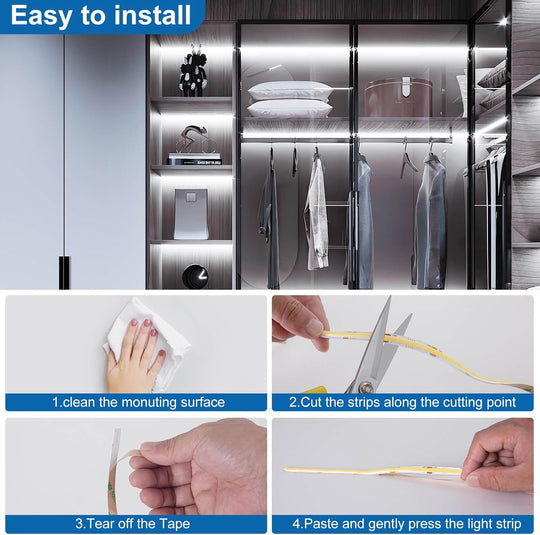 26.2ft DC 24V COB LED 8M Strip Lights 6000K Dimmable with RF Remote Control/Bluetooth APP Control Kit