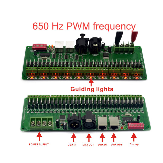 30 channel DMX decoder with XLR Dimmable LED Driver DC12-24V RGB LED Strip DMX 512 controller for 1440W RGB RGBW led strip light