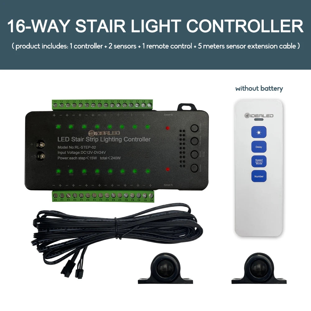 Smart Motion Sensor Stair Lights 16 Channel Kit