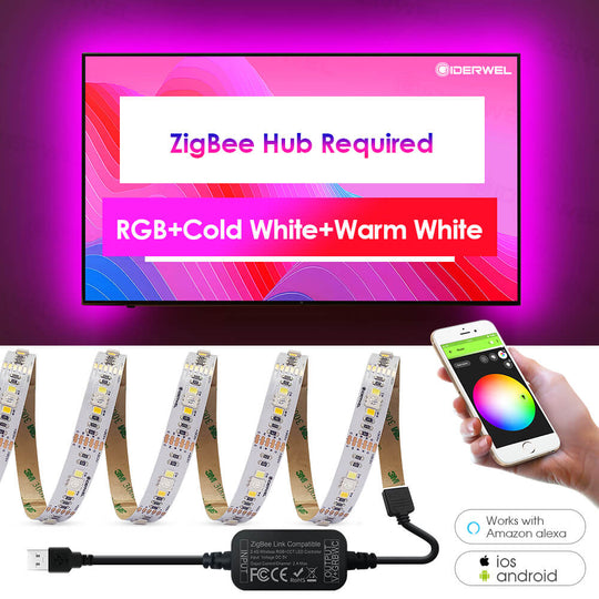 Smart ZigBee USB LED Strip Lights RGBWW Kit
