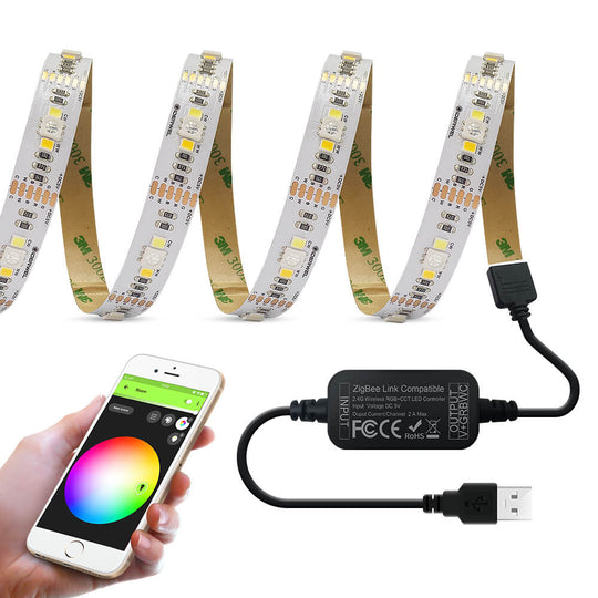 Smart ZigBee USB LED Strip Lights RGBWW Kit