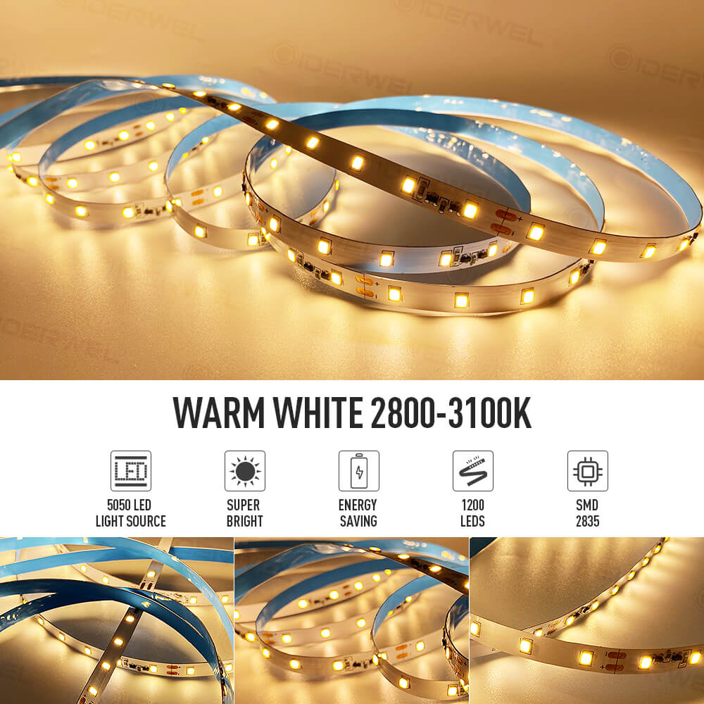 GIDERWEL 24V Warm White LED Strip Lights (60 LEDs/m)