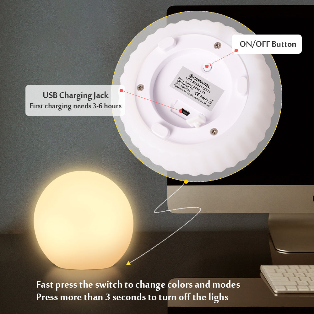 6 Inch Rechargeable Ball Night Light