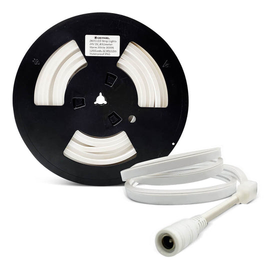 GIDERWEL 24V Warm White Flexible LED Strip Lights, 120 LEDs/m (IP67 Waterproof)