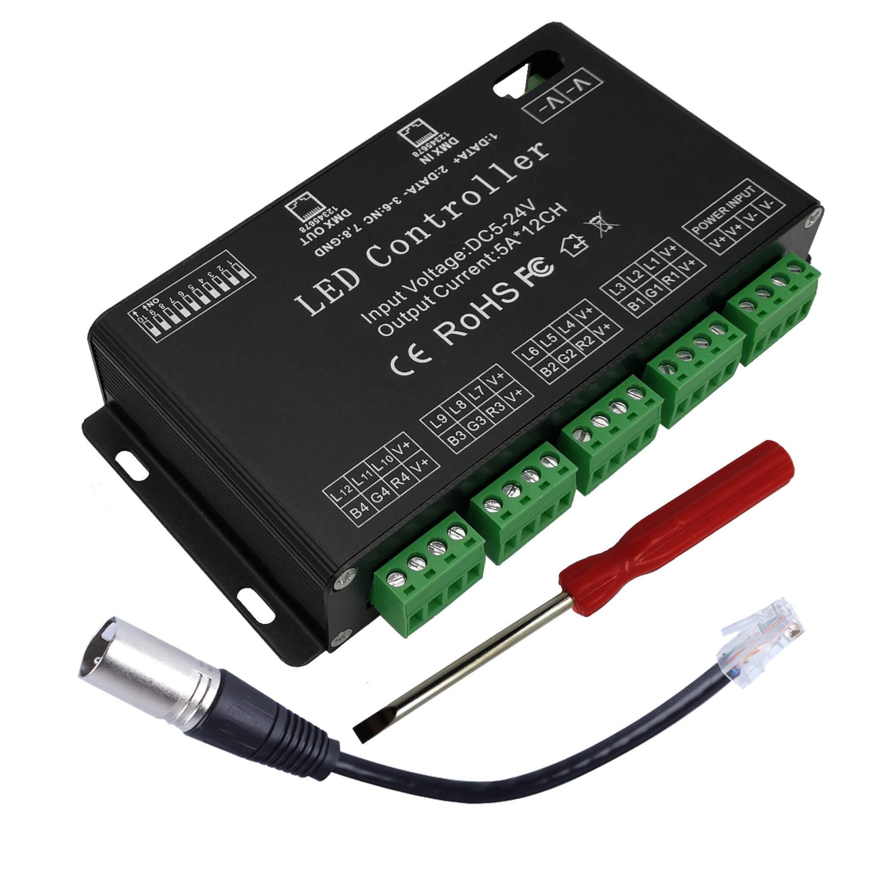 12 Channel LED DMX Decoder DMX512 Dimmer for RGB LED Strips DC12-24v –  GIDERWEL