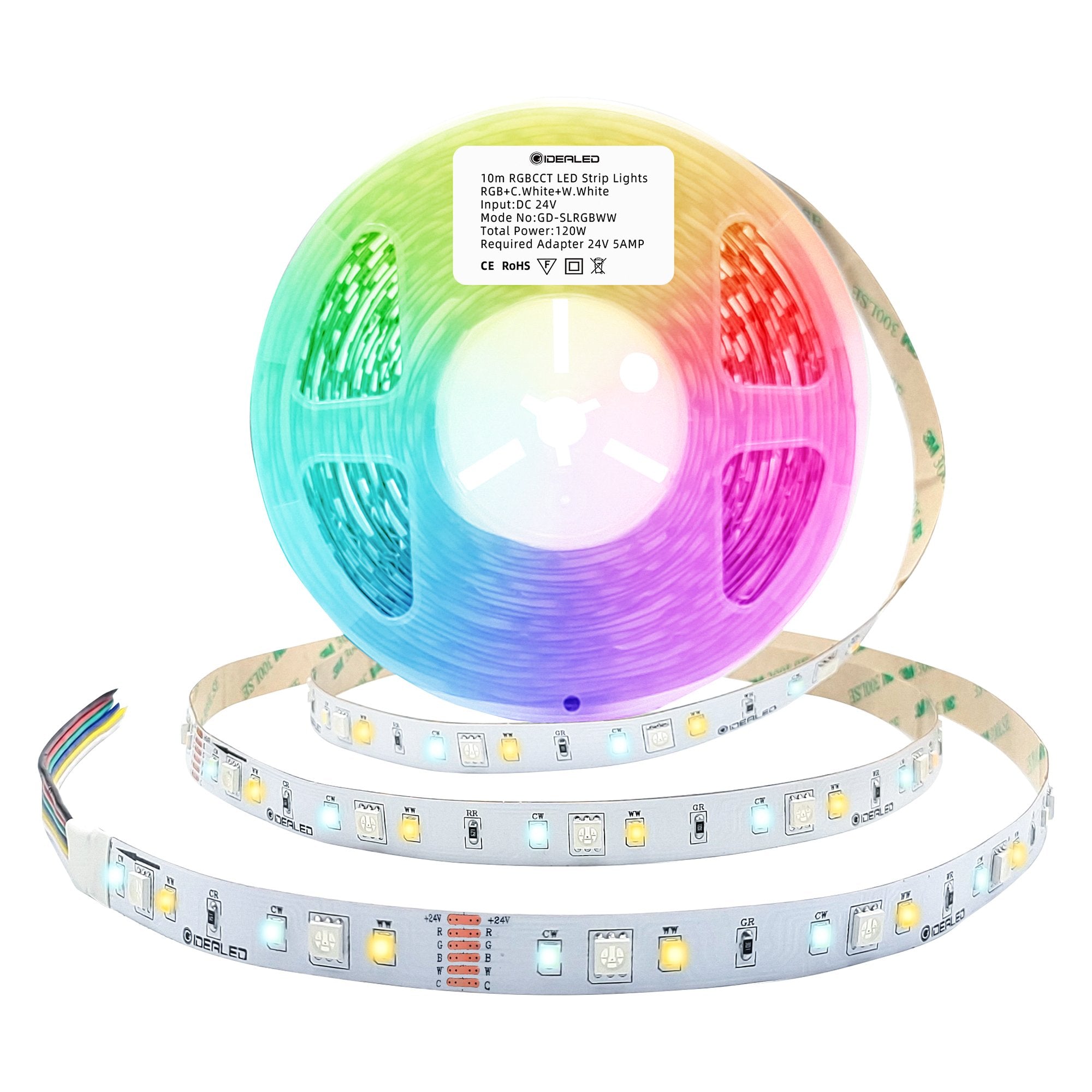 24V RGBCCT LED Strip Lights 32.8ft RGB CW WW 6 Wire LED Strip Lights ...