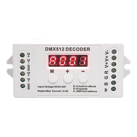 4 CH DMX Decoder with Digital display for RGB/RGBW LED strips