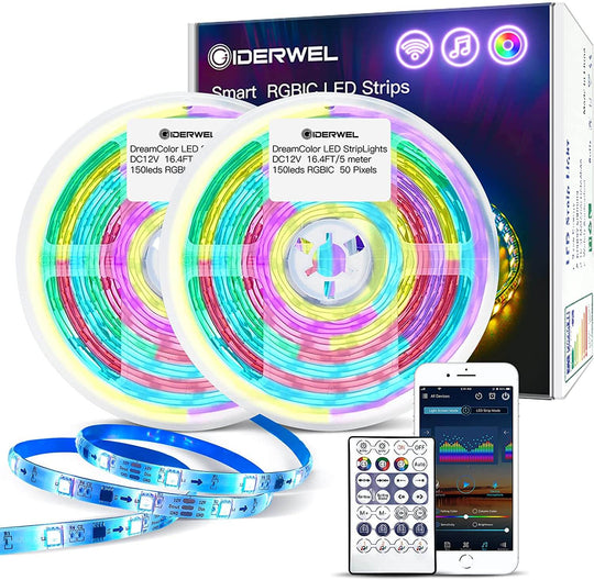 GIDERWEL WiFi Dreamcolor LED Strip Kits Work with Alexa & Google Assistant