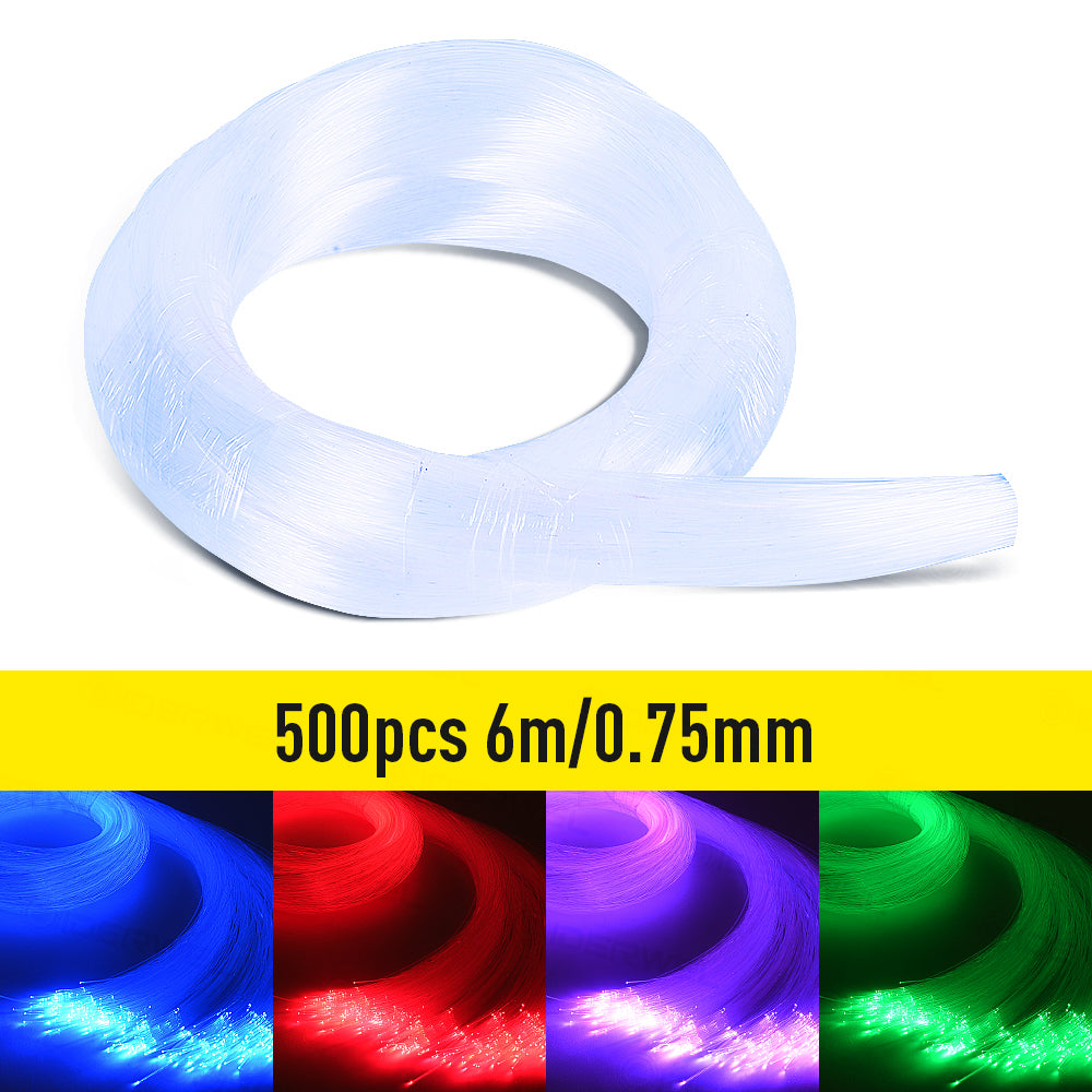 6m(19.68ft) 0.75mm/1.0mm PMMA End Glow Fiber Optic Plastic Cable for all Light Engine Machine