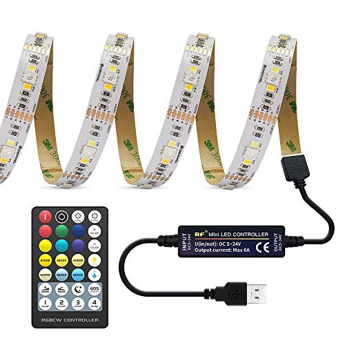 GIDERWEL RGBWW USB LED Strip 6.56ft Kit with Remote Control