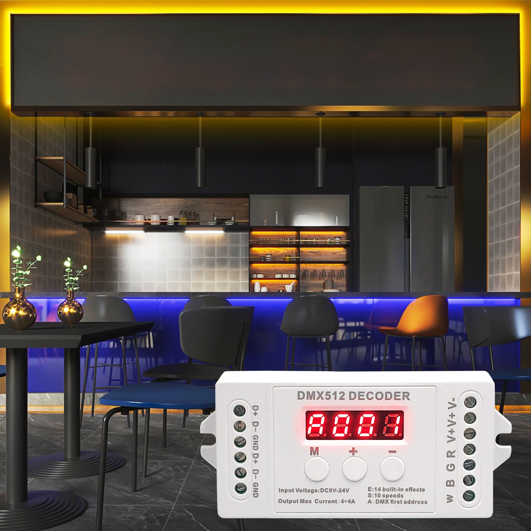 4 CH RGBW DMX Decoder with Digital display for RGB/RGBW LED strip ...