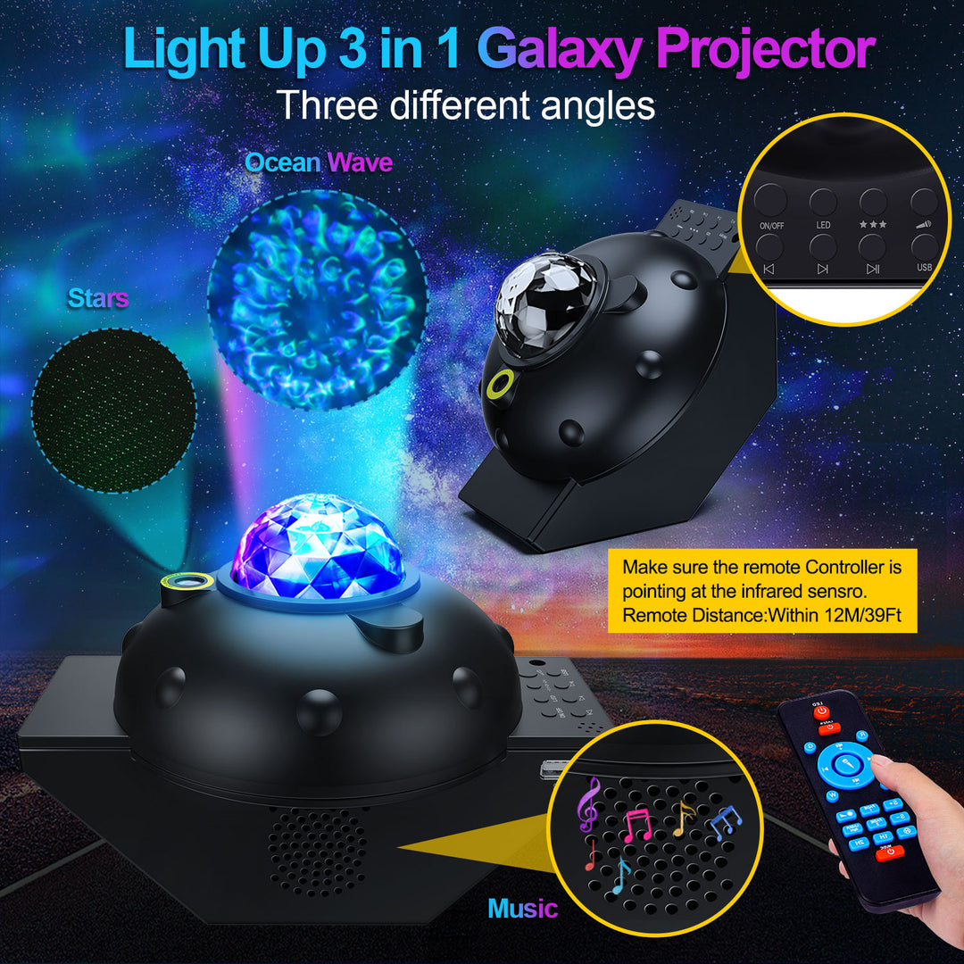 3 IN 1 USB Galaxy Starry Projector Night Light LED Star Moon Ocean