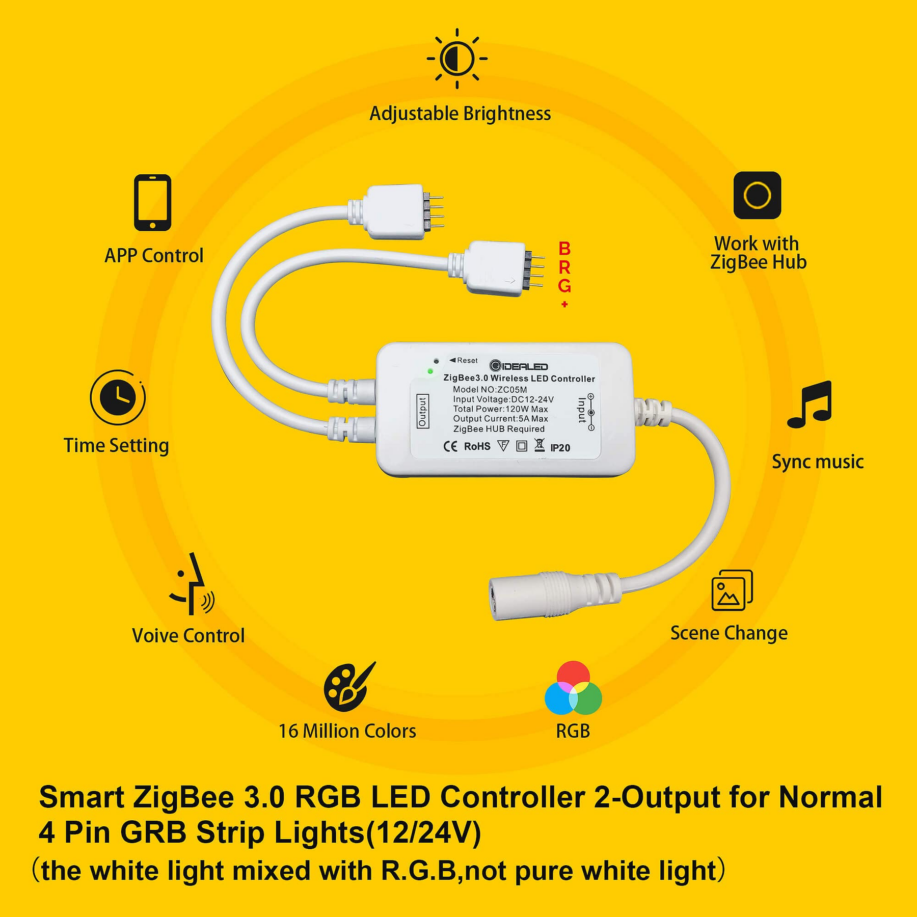 Smart ZigBee RGB LED Controller for 12V LED Strips –